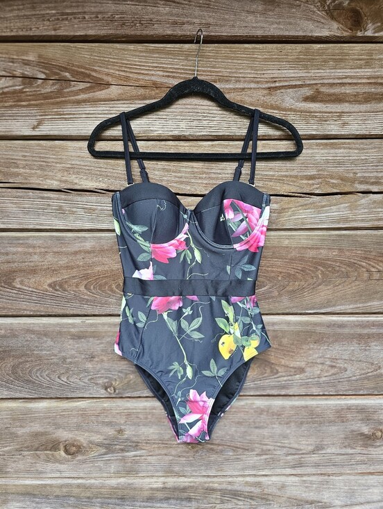 Ted Baker London Other - Ted Baker London One Piece Swimsuit Black Floral Lemon Print Underwire Bustier
